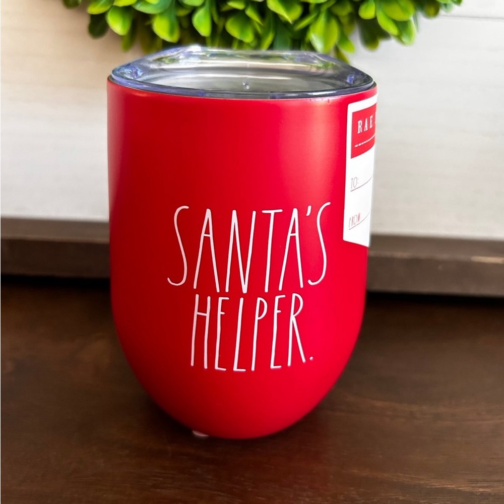 Rae Dunn Santa’s Helper wine/cocktail/coffee tumbler 
Comes with lid